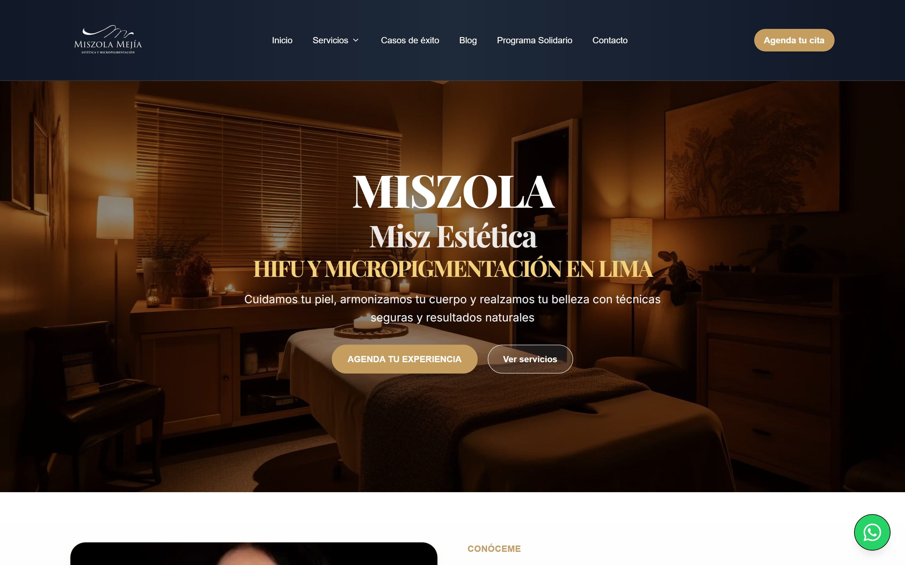 Web de Miszola, Estética y bienestar · Lima, diseñada por IDE Agency