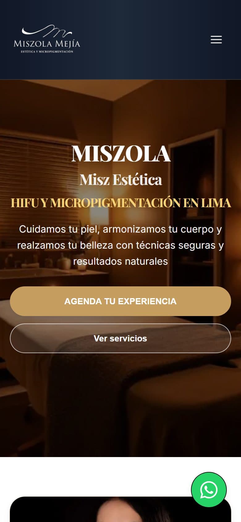 Web de Miszola, Estética y bienestar · Lima, diseñada por IDE Agency